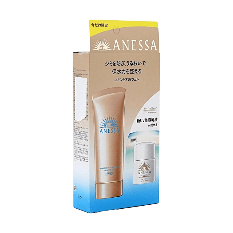Anessa Sunscreen Perfect UV Skin Care Gel SPF50+ PA++++, 3.17 oz +  Sun Dual Care 6ML 10
