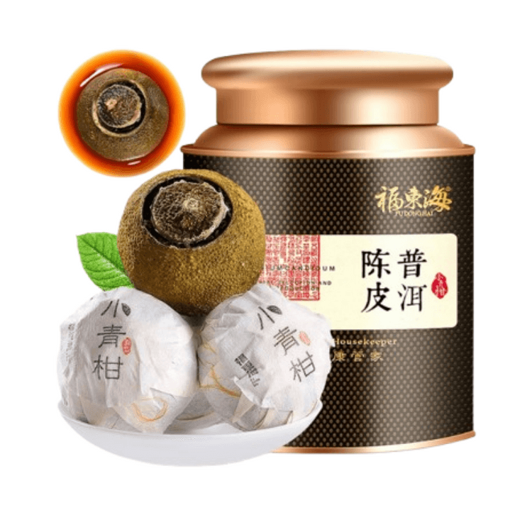 中国直邮】 福东海陈皮普洱茶新会小青桔陈皮宫廷生晒普洱茶熟茶茶叶茶