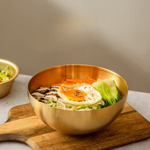 n Drama Pop Stainless Steel 25cm Cold Noodle Bowl Ramen Bowl # Gold 1 Piece