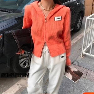 Spring new fashion jacket chic Korean style knitted sweater design double zipper hooded sweater