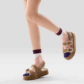 BANANAIN蕉内 银皮 555Color 女士蒙德里安中筒袜子 四重奏D + 四重奏E + 四重奏F 3 双装