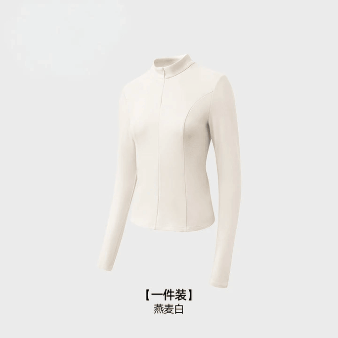 Half zip base shirt for women autumn and winter top high neck slim fit warm long sleeved white size L 1 piece