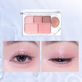 JUDYDOLL橘朵 水灵灵六色眼影盘 精巧六色眼影盘 珠光提亮闪片+哑光 腮红高光卧蚕氛围综合盘 8g #01 氧感蜜桃盘 暖调蜜桃粉 清甜嫩妹感