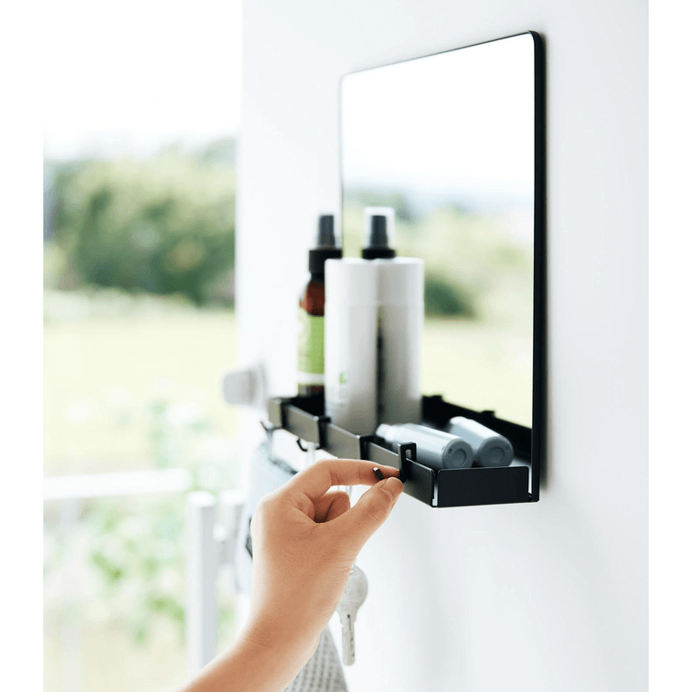 山崎実業 マグネットミラー 収納棚付き ブラックガラス (1枚) 5