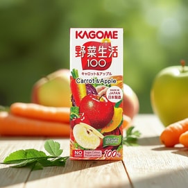 日本KAGOME可果美 蔬菜生活100 胡萝卜&苹果混合蔬果汁 200ml【富含维C】【保质期读法:日月年DD/MM/YY】