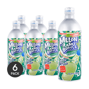 Melon Ramune Bottle Carbonated Soft Drink, 16.2 fl oz *6【6 Packs】
