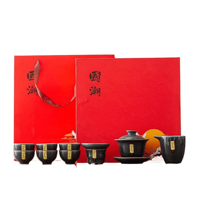 Mr. Nanshan Jingdezhen Celadon Ice Crack Glaze Complete Set Of Kung Fu Tea Set, Blue Ding Celadon 10 Head Set(6cm)