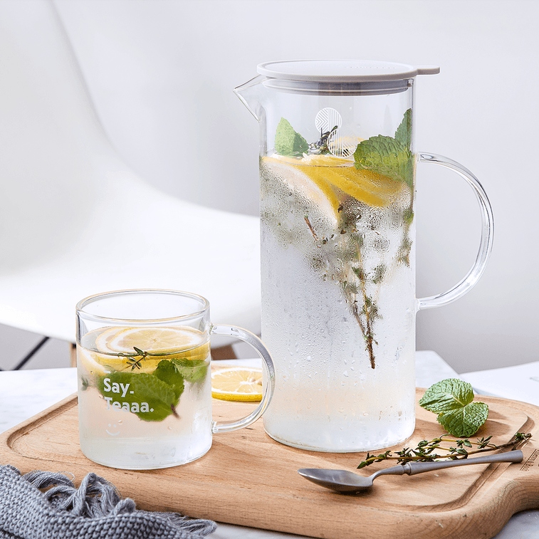 Pichet d'eau transparent en verre avec couvercle, 40,58 fl oz 4