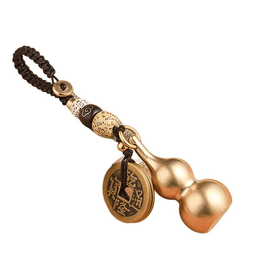 【中国直邮】  灵隐祈福 寓物招财转运钥匙扣空心朱砂五帝钱葫芦11CM*1件