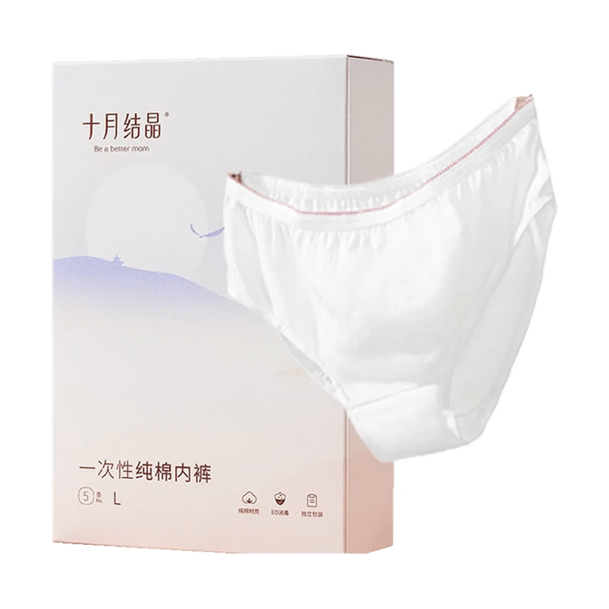 Disposable Cotton Underwear for Pregnant and Postpartum Women, Business Trip and Travel Edition, 5 - Piece Set, L Size