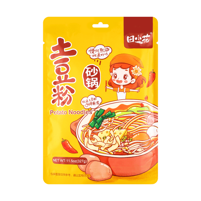 田小花 砂锅土豆粉 附带调料包 香辣过瘾速食美味 327g 新旧包装随机发