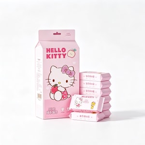 Sanrio Official Mini Wet Wipes Portable Small Pack Baby And Kids Hand & Mouth Wipes Pink KT Wipes 1 Pack * 8 Bags