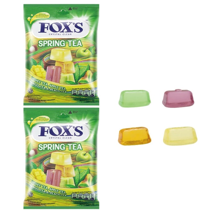 【中國直郵】 印尼 霍適 FOX‘S水晶糖 四季茶味水果糖硬糖 90g/2包 蘋果/蜜桃/芒果/荔枝四味混合 網紅爆款薄荷糖