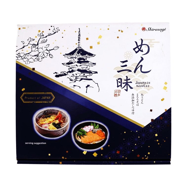 Menzanmai Noodle Gift Set - Japanese Udon Noodles & Tororo Soba Noodles, 4pc, 8 Serving,29 oz【 Including Dashi Soup】 6