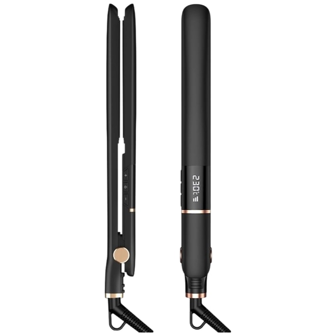 US Standard 110V Portable Dry & Wet Hair Straightener – 5 Adjustable Temperature Settings, 2-in-1 Straightening & Curling Iron, Electric Splint Styling Tool, Black – 1 Set