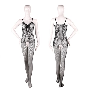 Sexy Underwear Hollowed Out Open File Jumpsuit White