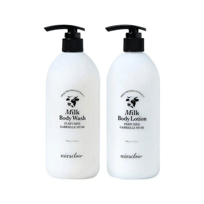 韩国 Miraclair 牛奶香氛身体护理套装 加布里埃尔麝香 500g*2 (身体乳+沐浴露)