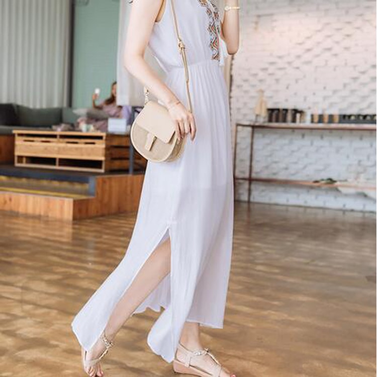 korean ladies white dress White Hanbok Palace Dress Traditional Korean Women's Outfit for Wed Clothing (free skirt support) / one size fits all