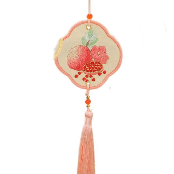 Embroidered Sachet Car Pendant Lucky Bag Festival New Year Ornament-Pink 1Pc