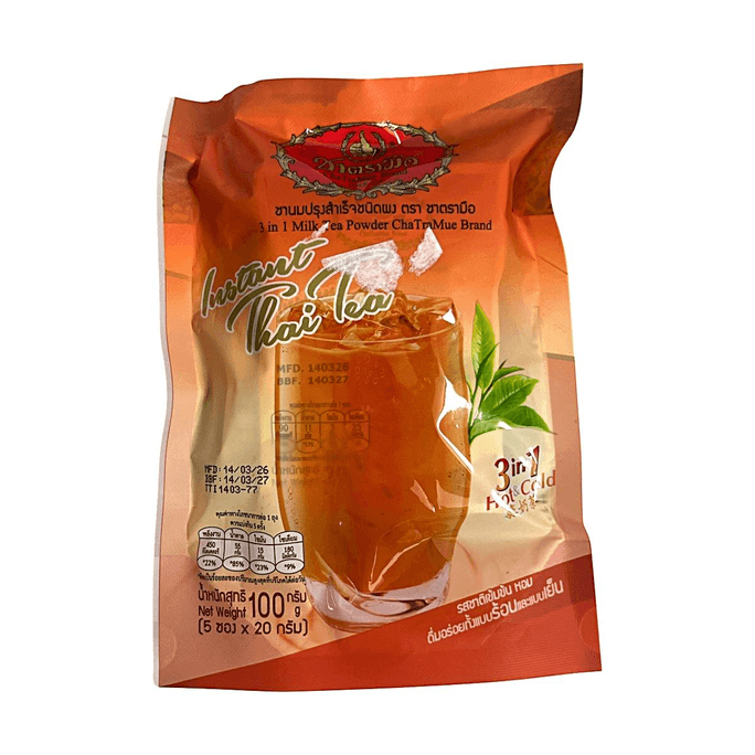 ChaTraMue 3-in-1 Instant Thai Milk Tea 3.5oz Authentic Thai Flavor