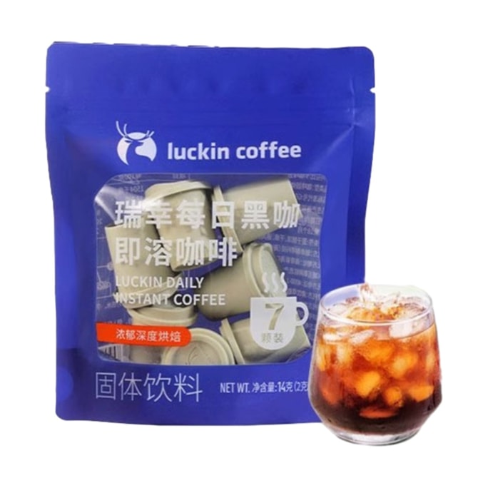 【中國直郵】 瑞幸咖啡 每日黑咖即溶咖啡 濃鬱深度烘焙 7顆 14g