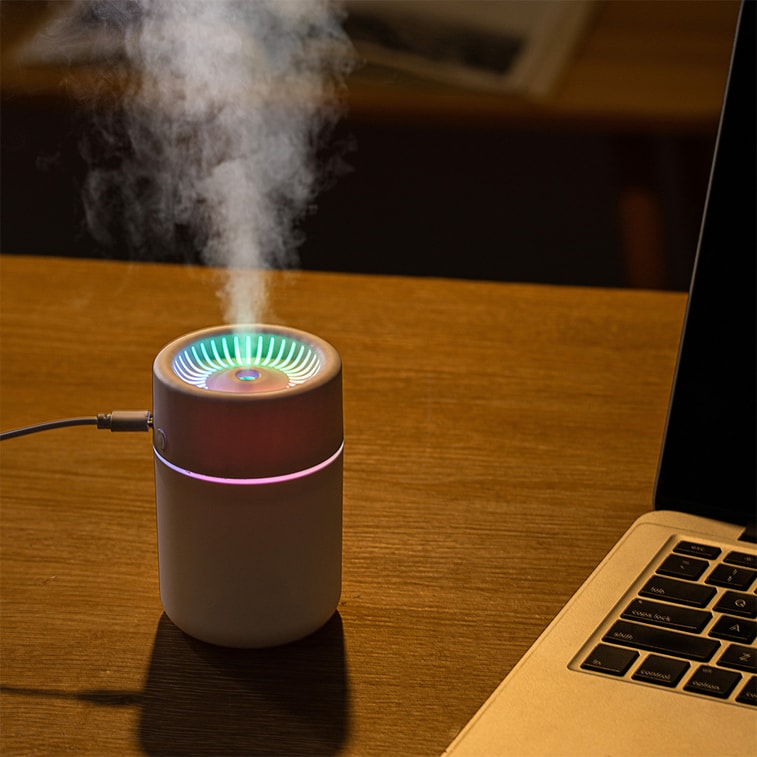 【中国空运直邮】 晶雅家 炫彩乘浪加湿器家用卧室宿舍USB七彩氛围灯迷你便携车载加湿器 黑色 一台装 6