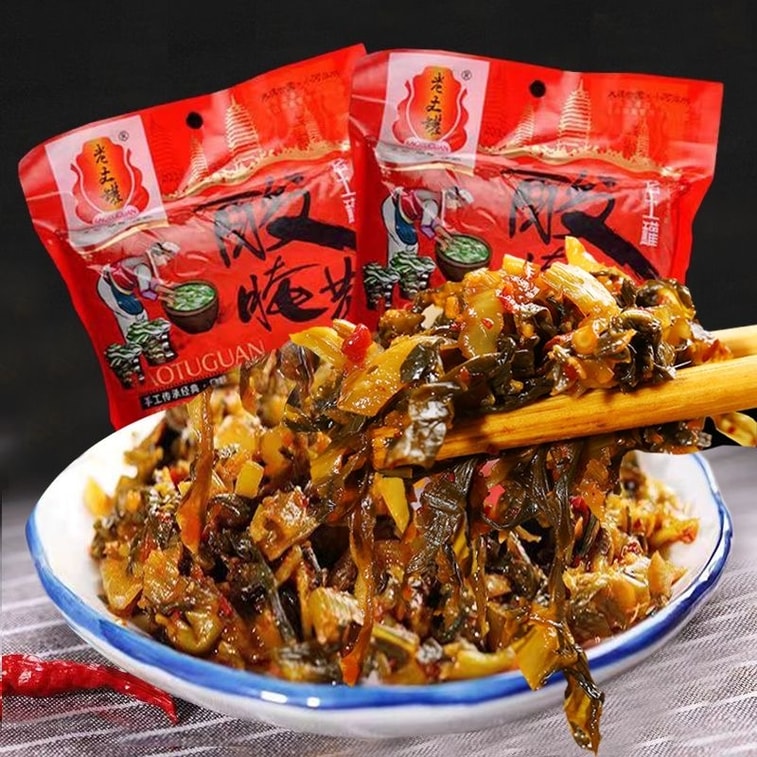 전통 항아리에 담긴 야채 절임, 50g*2봉지(총 100g), 맵고 풍미 가득한 윈난성 미두 지역 특산품입니다. 6