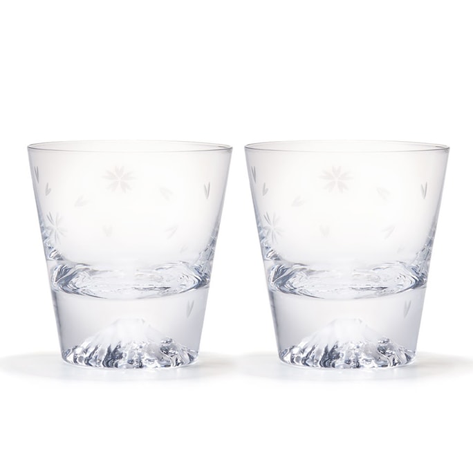 日本田島玻璃 手工製作 櫻花玻璃杯(9fl-oz)2件套