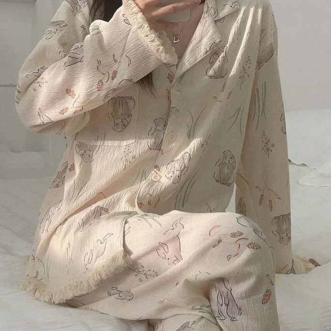Rabbit Cotton Yarn Pajama Set M