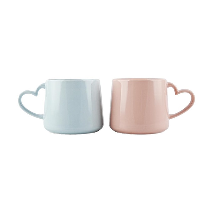 韓國SSUEIM 陶瓷馬克杯 高顏值情侶杯 心動的信號 2件套 粉藍 106*90mm