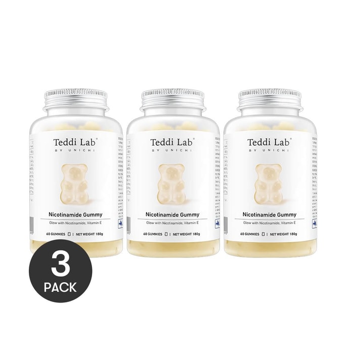 Nicotinamide Gummy, Glow with Nicotinamide & Vitamin E, Jasmine & Grapefruit Flavor, 60 gummies *3【Value Pack】