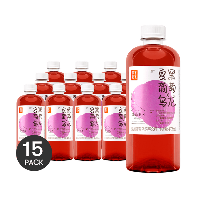 Grape Black Tea, Fruit Tea with Real Fruit Juice, 16.5 fl oz*15【15 Packs】