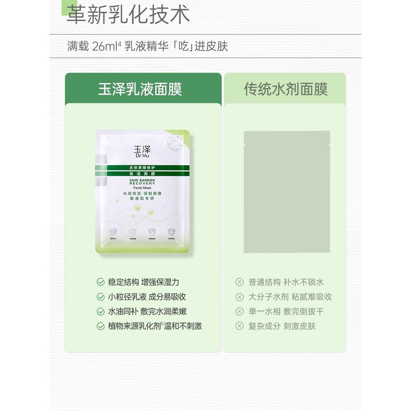 【中国直邮】 玉泽 皮肤屏障保湿面膜6片/盒  修护屏障 长效保湿  为敏肌专研