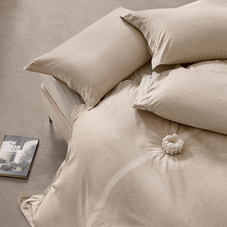 【중국 직송】 루오라이 홈텍스타일 봄여름 신상품 순면 4종 세트 순면 60매 초소프트 U 이지 퀼트 커피/4세트(플랫 싱글)/킹사이즈/220*250 3