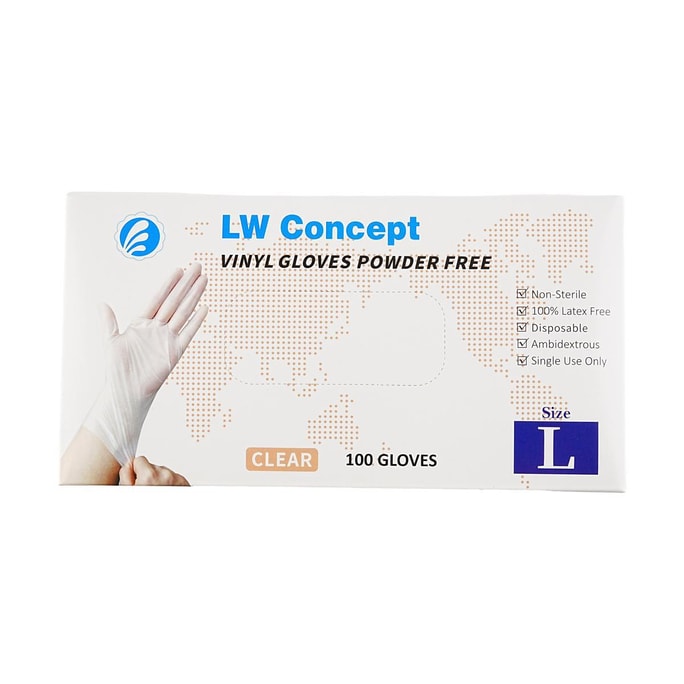 LW CONCEPT 抽取式一次性手套 厨房料理手套 隔离防护手套 食品加工 透明 L码 4.5g 4MIL 100只