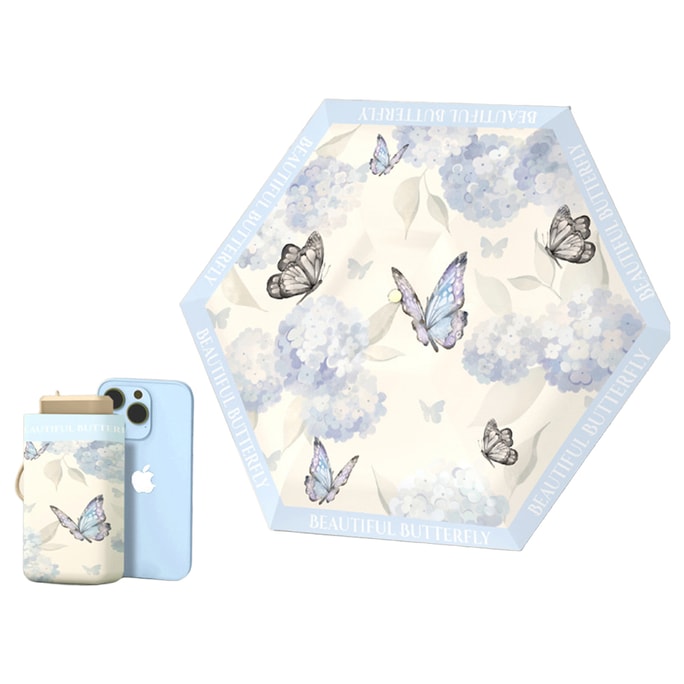 【中国直邮】 HSPM 新款小巧便携扁五折超轻国风防晒太阳伞 觅蝶 1个装