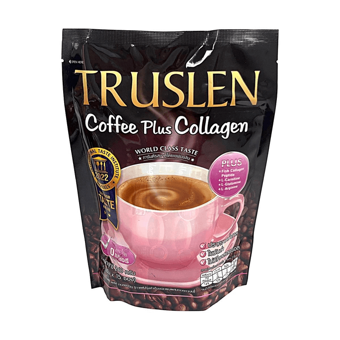 TRUSLEN 胶原蛋白左旋肉碱速溶咖啡 240g 【0糖低脂 国际美味奖】