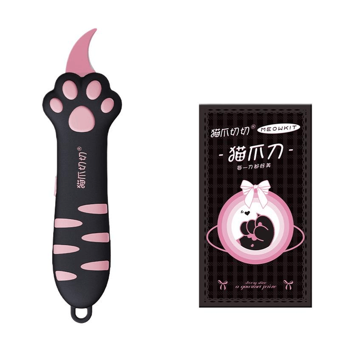 [중국 직송] 고양이 발톱 칼 핑크색과 검은색 고양이 발톱 칼 상자 개봉 칼 핑크색과 검은색 시리즈 여자 선물 귀여운 반려동물 카드 개봉 익스프레스 칼 선물 114*36mm *1개