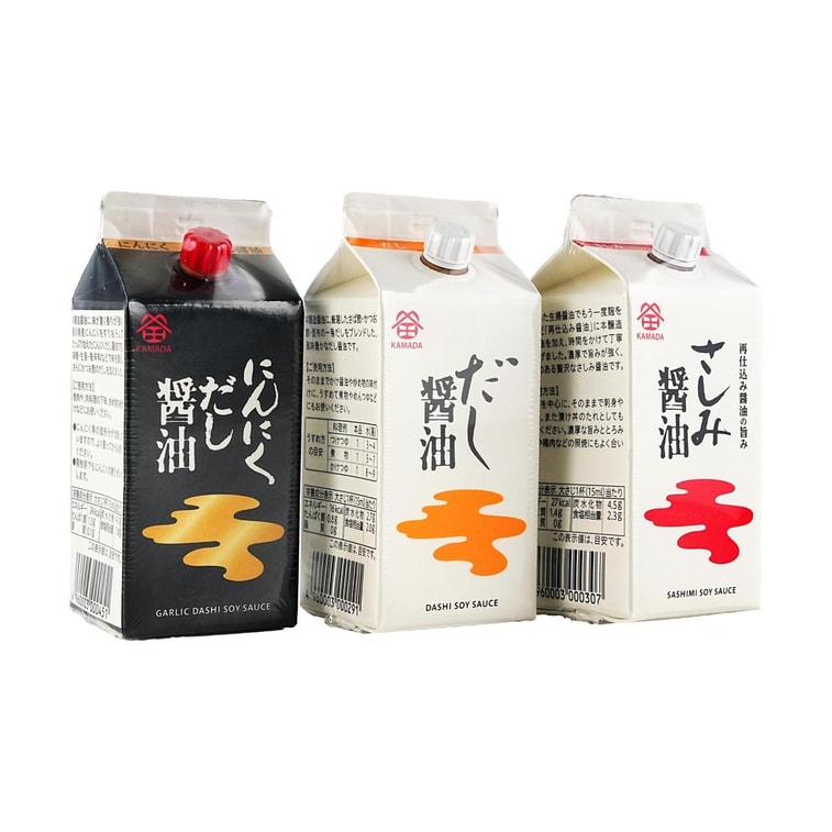 쇼유 세트 - 모듬 간장 선물 세트, 20.28 fl oz 【마늘 다시 간장 + 다시 간장 + 사시미 간장 4