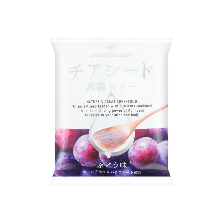 チアシードこんにゃくゼリー ぶどう味 6.1oz【Q弾力＆滑らか】【スーパーフードチアシード】【甘いぶどう味】 3