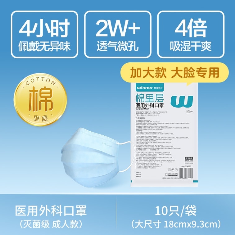 【中国直邮】 稳健 医用外科口罩 10包装(合计100只)一次性口罩灭菌 三层防护 透气不闷 4