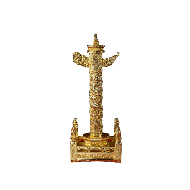 中国直邮】 铜师傅华表柱客厅桌面龙图腾铜摆件装饰工艺品19.5*8厘米- 亚米