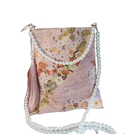 【中国直邮】 HSPM 新款宫廷刺绣时尚百搭方形流苏珍珠斜挎包 宫廷-粉 均码