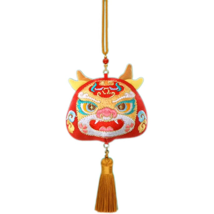 12 Zodiacs Chinese traditional Gift Three-Dimensional Embroidery Green Dragon Peace Perfume Bag Tassel Bag Gift Box - OX 1 Pc