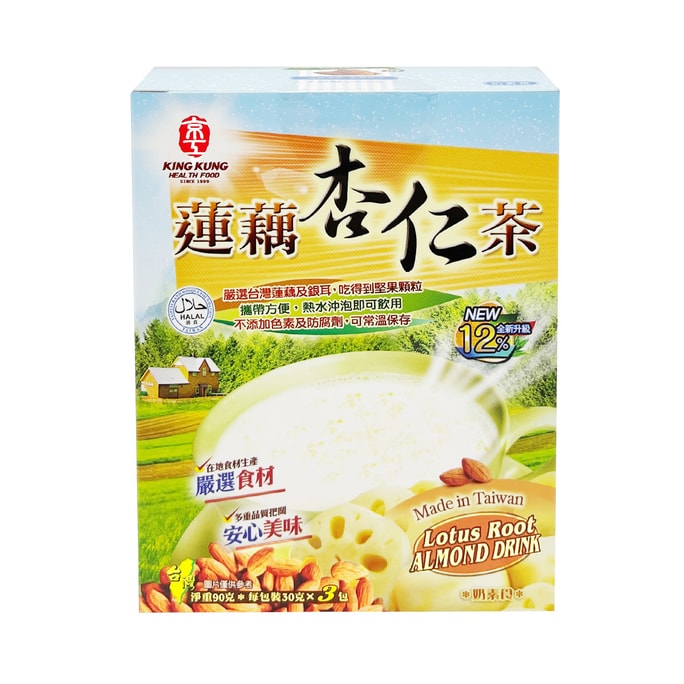 【台湾直邮】 京工 莲藕杏仁茶 减糖 90g 3入
