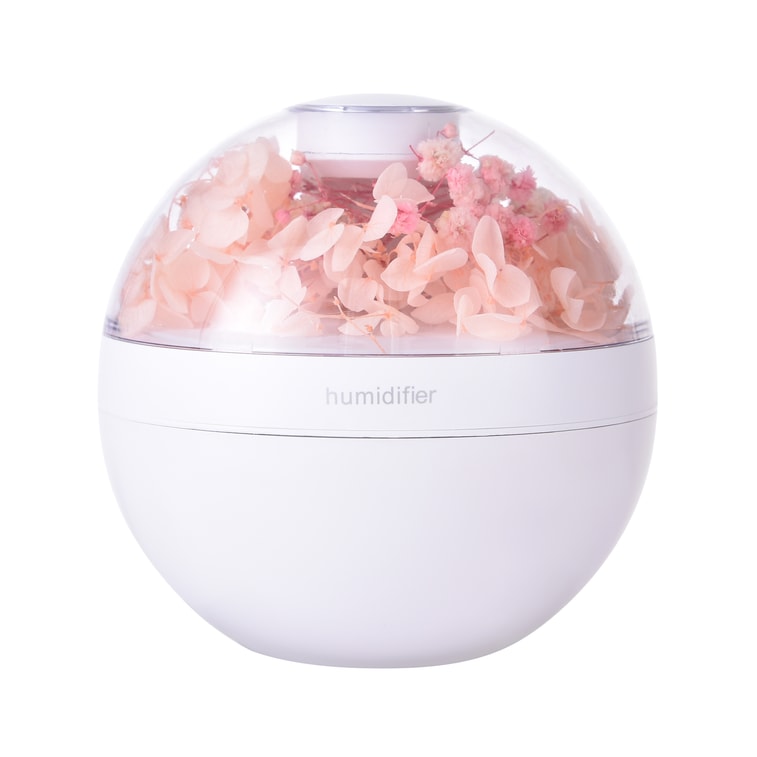 【中国空运直邮】 晶雅家 补水喷雾永生花加湿器 USB充电接口卧室迷你氛围灯加湿器 粉色 一台装 4