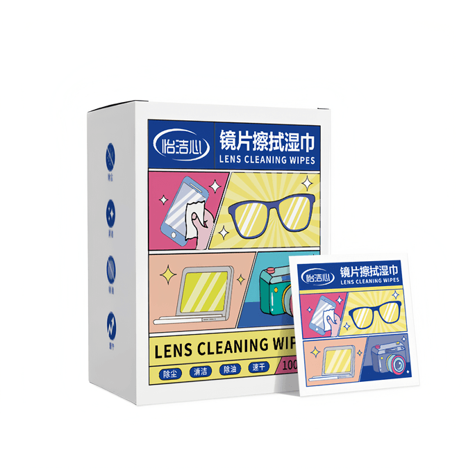  FaSoLa Life 眼鏡清潔濕紙巾 100片/盒 手機螢幕防霧清潔 拋棄式眼鏡布 速乾去油除塵