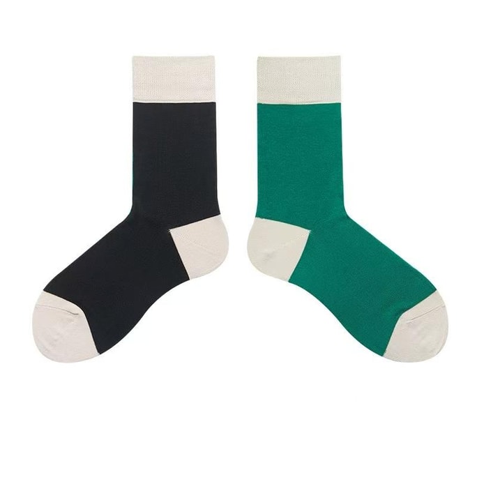  红桥市场 秋冬拼色中筒袜天然阳光棉 1双(均码) 