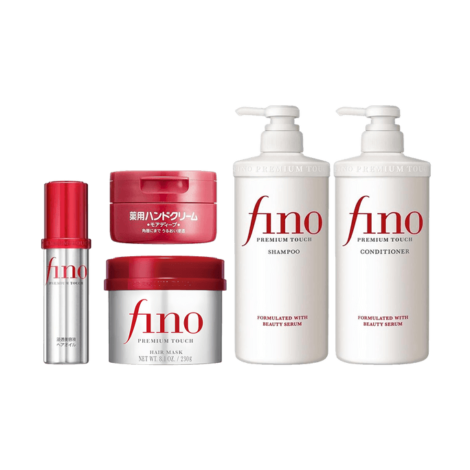 FINO プレミアムタッチヘアマスク 230g+リペアシャンプー+コンディショナー 550ml×2+ヘアオイル 70ml+ハンドクリーム 100g【バリューパック】