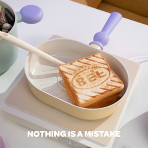 BETTER FINGER Cast Aluminum Oval Grill Pan Frypan Yellow 10"